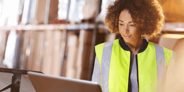 woman in warehouse